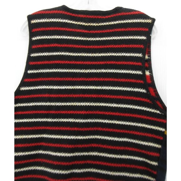VINTAGE Structure Vest Large Red Southwestern 90s Waistcoat Sweater - Picture 6 of 8